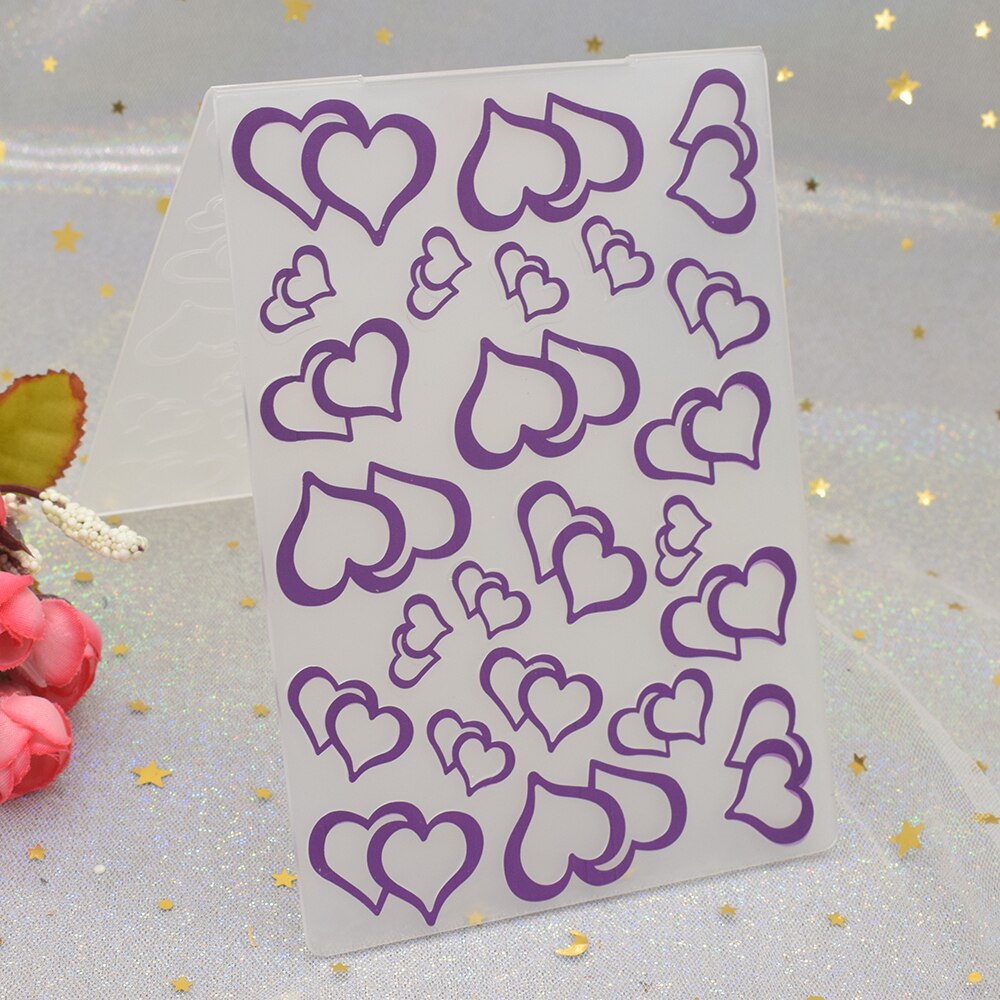 Heart Pattern 3D Embossing Folders for DIY Scrapbooking Paper Card Making Craft Plastic Embossing Template Stencil