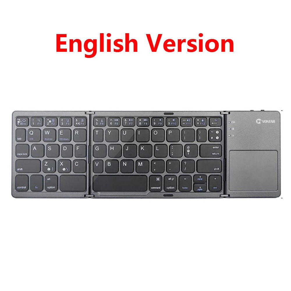 Portable Folding bluetooth Wireless Keyboard B033 Rechargeable Foldable Touchpad Keypad for IOS/Android/Windows ipad Tablet: English Version
