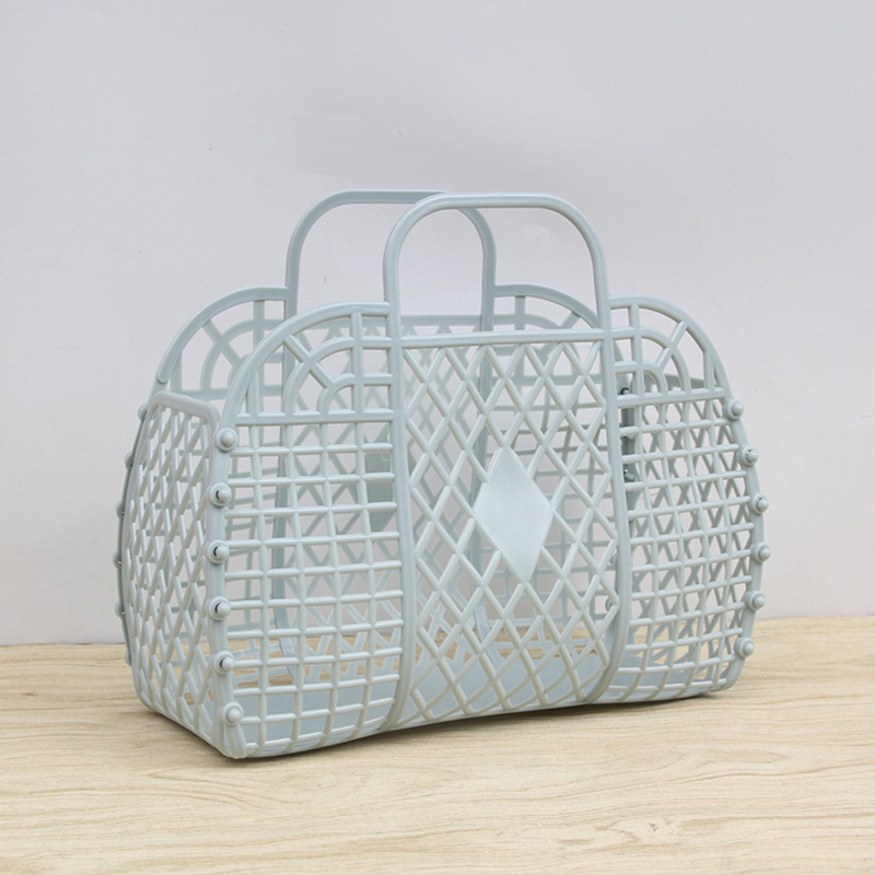 Wasmand Gaas Holle Handtas Zomer Vrouwen Plastic Badmand Wasmand Thuis Organizer Jelly Strand Draagtas: Blauw