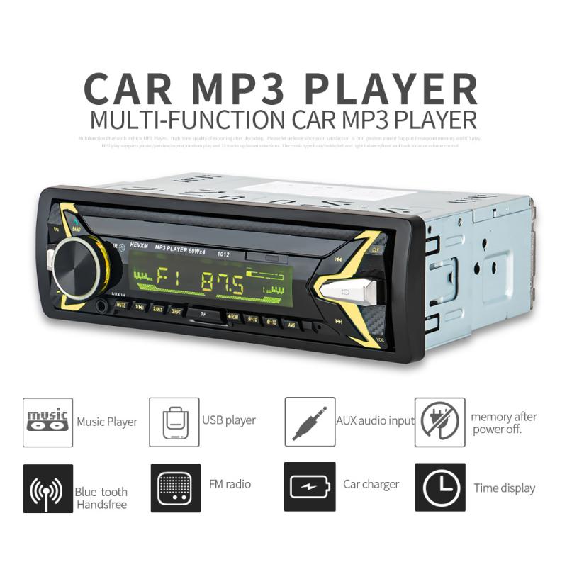 Car MP3 Player Multifunction Bluetooth Vehicle MP3 Player AUX Stereo FM Radio USB In-Dash 1 DIN 7 Color Keylight Car Electronics