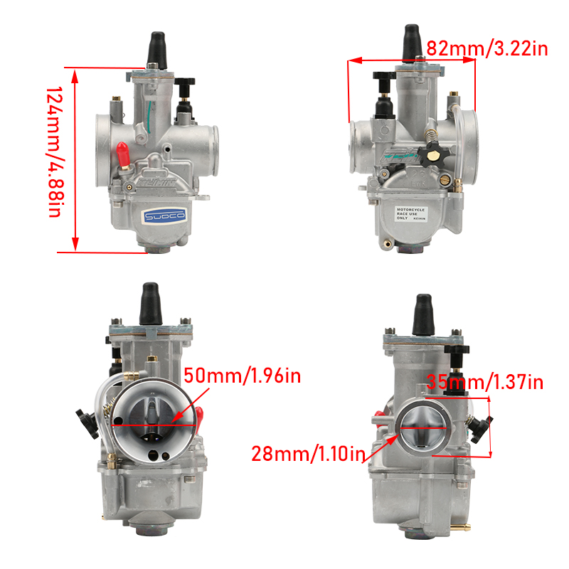 Carburador universal con Power Jet para Keihin 2T 4T ATV Quad Go Kart 75-250cc motocicleta PWK 21 24 26 28 30 32 34mm carburador: Marfíl