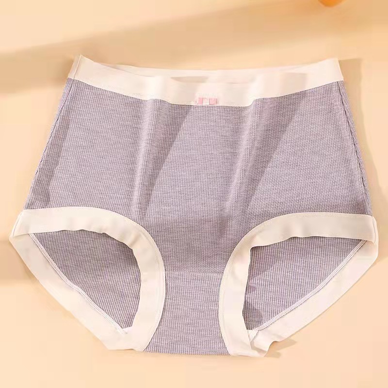 Bragas de algodón para mujer, ropa interior de cintura alta, talla grande, suave, sin costuras, calzoncillos, lencería 3XL: Gris / XL