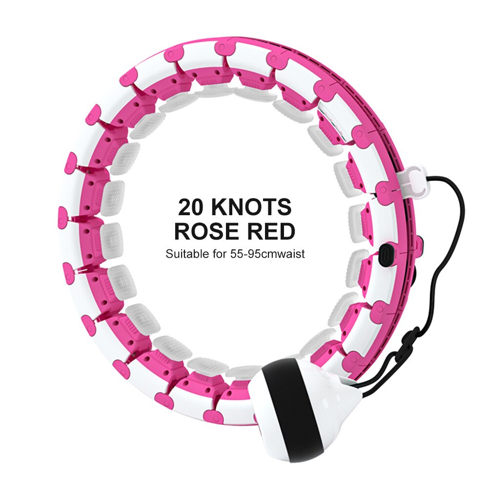 Ajustável inteligente contando aros esporte anel de musculação ginásio em casa yoga cintura fina emagrecimento exercício fitness hoop equipamentos: 20 knots PINK