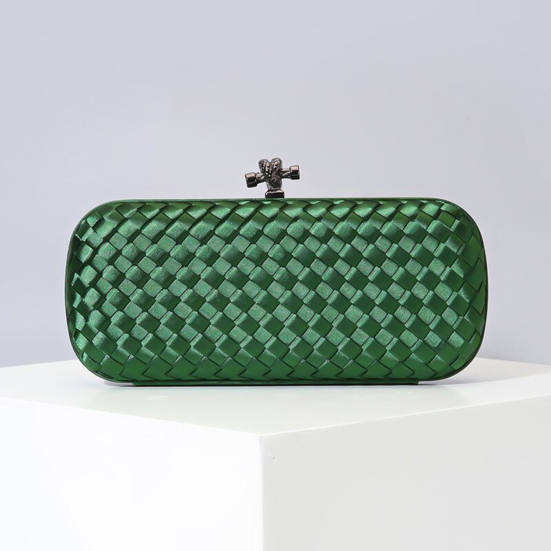 Bolsa de maquillaje de seda europea y americana tejida a mano para mujer, bolsa de maquillaje de mano para mujer, a través de la sencilla bolsa de maquillaje para Cena