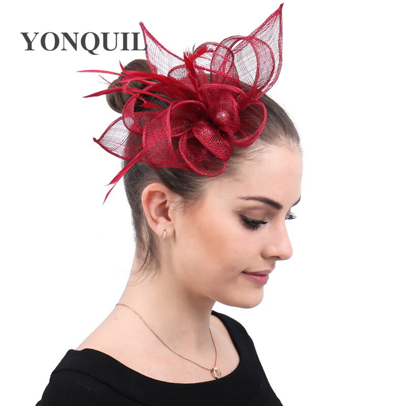 Chique veren hoofddeksels voor dames, dames fascinator, bruidshoofdtooi, chique veren haaraccessoires, kerkelijke linnen hoeden