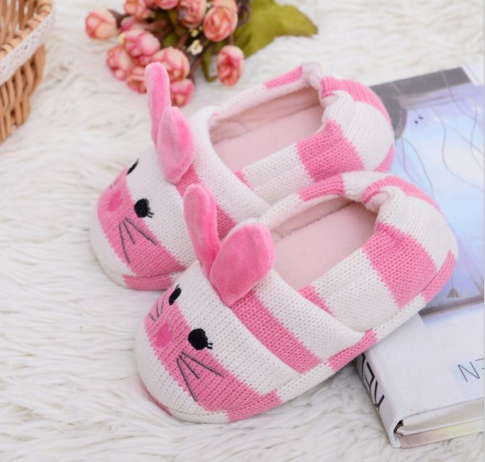 Baby thuis gebreide hond katten pantoffel warme zachte binnen vloer pantoffels jongen meisjes kinderen cartoon schoenen kinderpantoffels