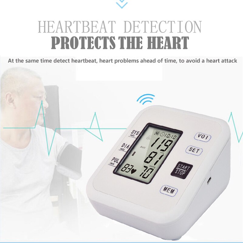 Sphygmometer Lcd Digitale Bovenarm Bloeddrukmeter Draagbare Tonometer Arm Manchet Heart Beat Meter Gezondheidszorg Machine