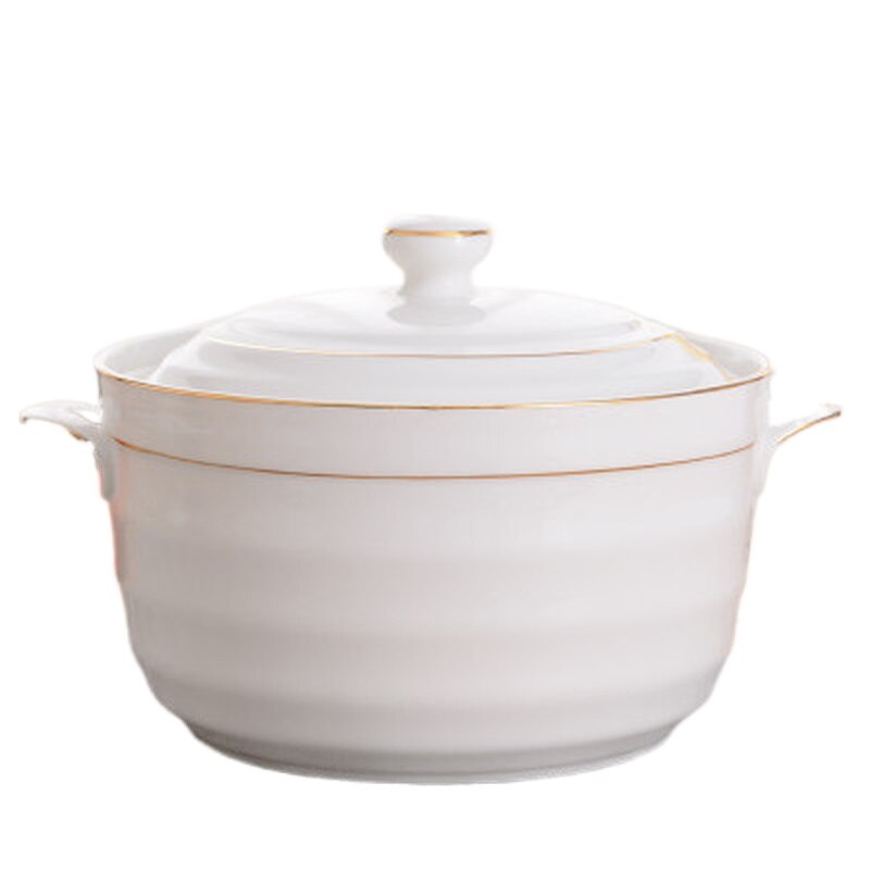 Keramische Soepkom Met Deksel Ronde Phnom Penh Servies Bone China Grote Pasta Pot Stoofpot Beker Huishoudelijke Keuken Benodigdheden Servies