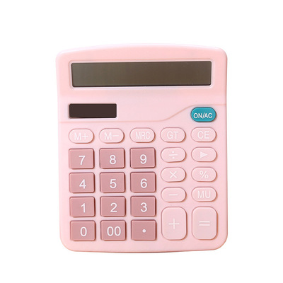 Solar Calculator Electronic Calculator 12 Digits Large Screen Desktop Home Office School Financial Accounting Tools for Student: pink