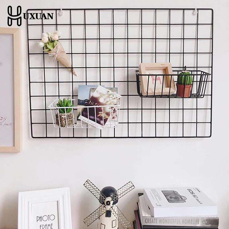 Nordic iron grid väggkonst dekoration hylla heminredning sovrum foton ram vykort mesh display förvaring arrangör rackhållare