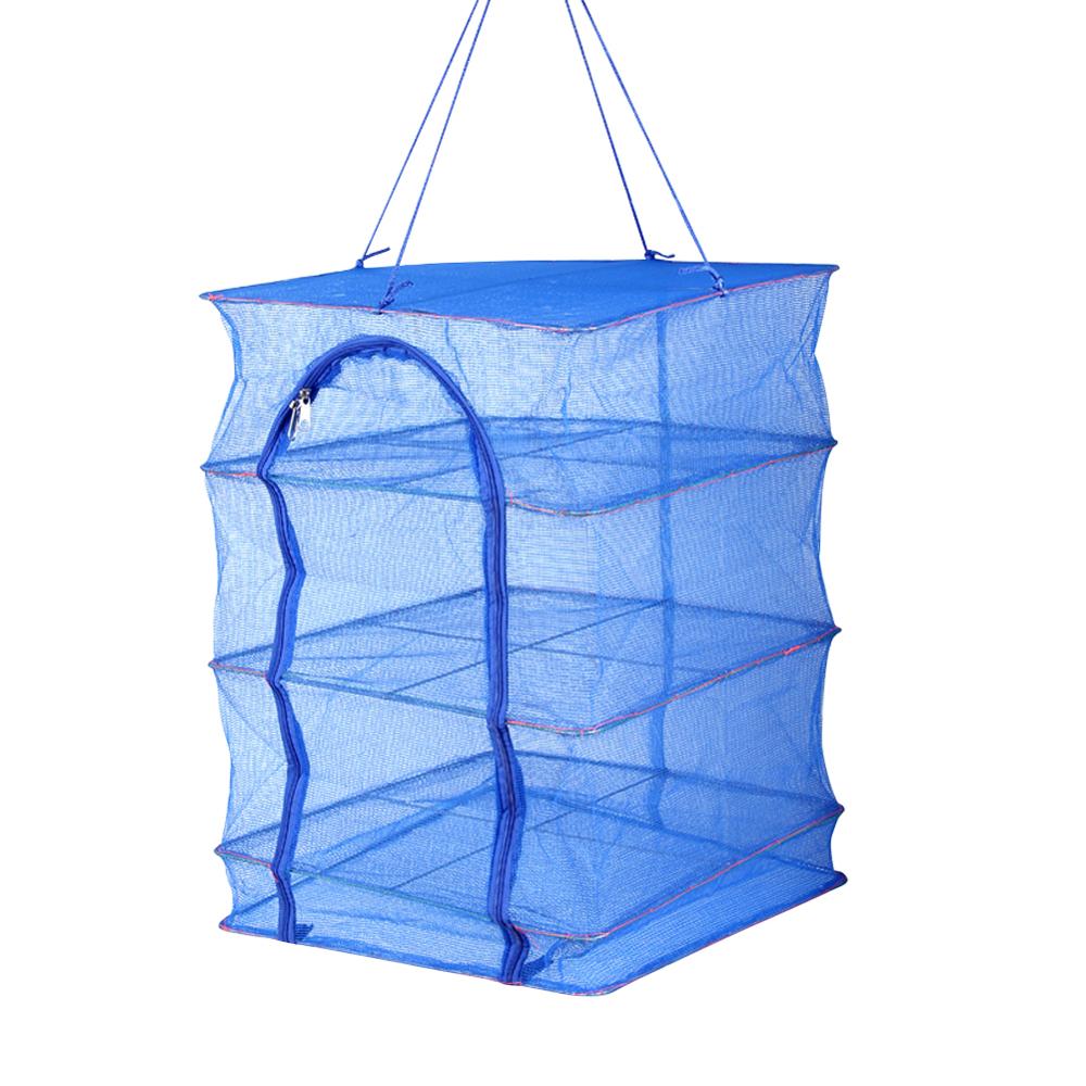 Foldable 4 Layers Drying Net Fish Net Drying Rack Hanging Vegetable Fish Dishes Dryer Net 40 x 40 x 65cm: Default Title