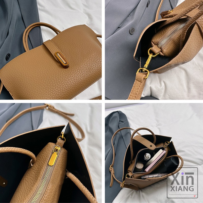 Mode Dames Handtassen Lychee Lederen Draagtas Veelzijdige Avondtasje Commuter Eenvoudige Schoudertas Eenvoudige Messenger Bag