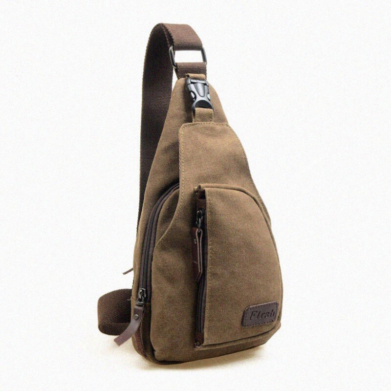 Sacoche multifonction pour hommes, sacoche multifonction, sac de poitrine pour voyage, sac à dos en toile, petit sac de voyage, décontracté: Café / 16X6X31CM