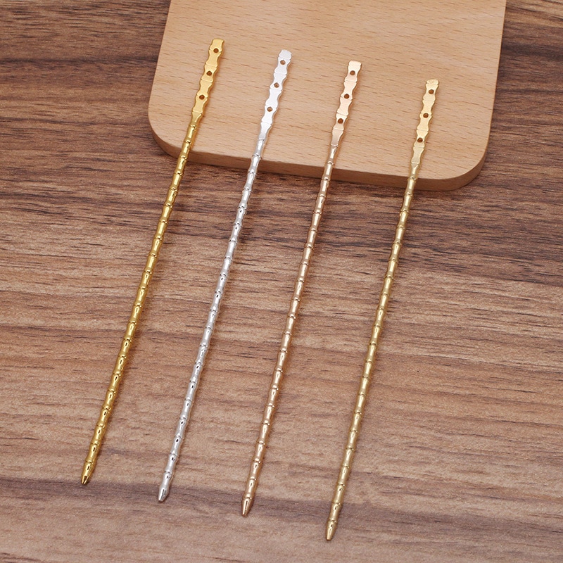 5Pcs Metal Koper Haar Stick Voor Vrouwen 139Mm Bamboe Gezamenlijke Vorm Haarspeld Diy Haar Accessoires Maken