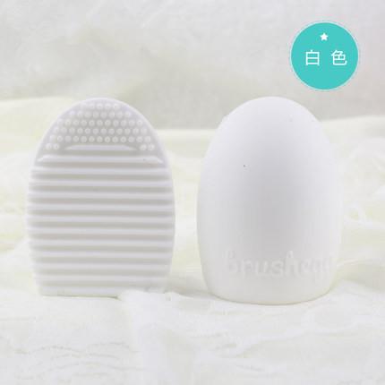 Makeup Silicone Brush Cleaner Glove Egg Scrubber Cosmetic Cleaning Board Pad Cute Silicone Washing Makeup Brush Cleaning Tools: Thicken White