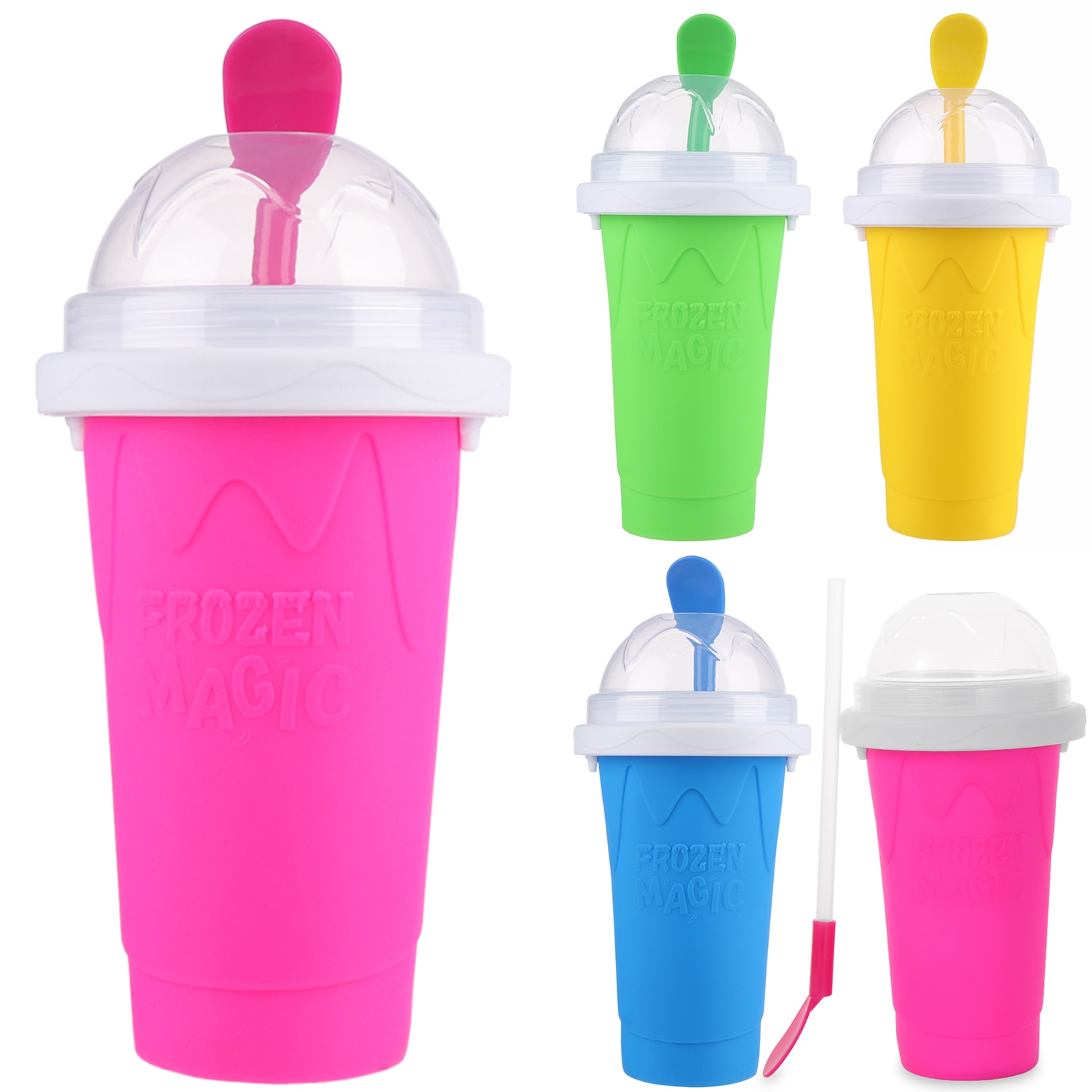 Silicone Slushy Cup Frozen Icy Smoothie Smoothie Quickly Maker Squeeze Cup Cooler Smoothie Cup Pinch Into Ice Slushy Ice Cup
