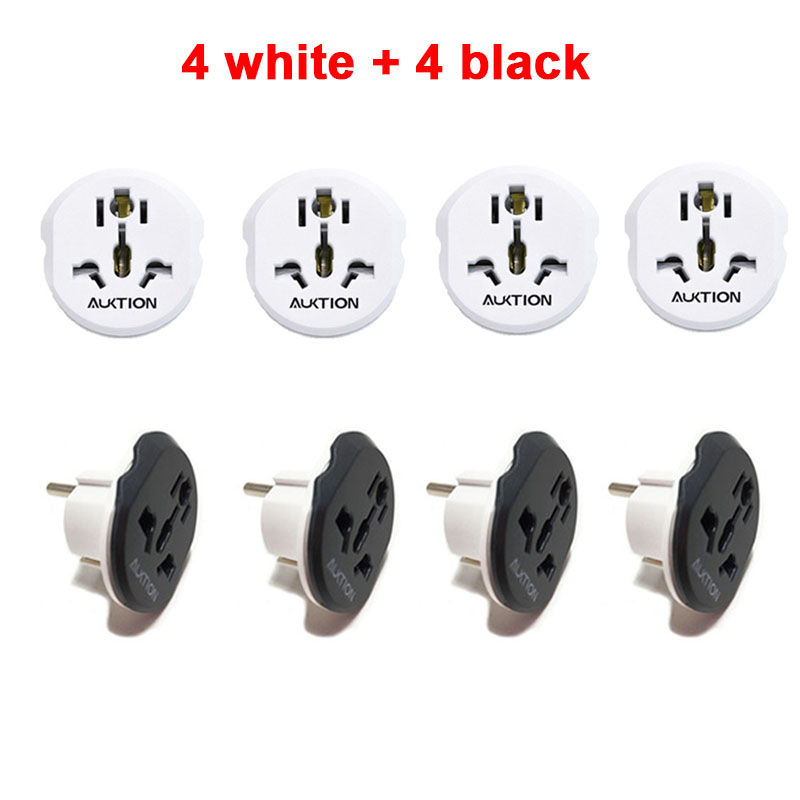 Auktion 16a universell eu omformer adapter 100v-250v oss au cn til eu kontor reise lader vegg stikkontakt med hjem: 8 stk hvit svart