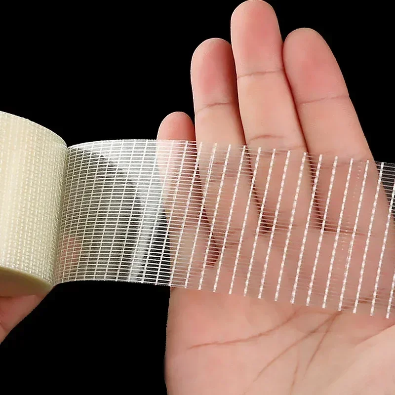 20 Meter Glasfaser-Klebeband, transparentes, wasserdichtes Gitterband, hochviskoses, verstärktes Umreifungsband, Verpackungs-Dichtungsband