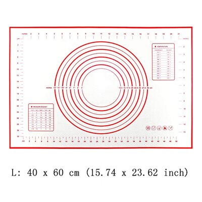 Silikon bakmatta 60*40cm non stick kakabakmatta med mätning pizza fondant rullande deg bakeware tillbehör mycket: L