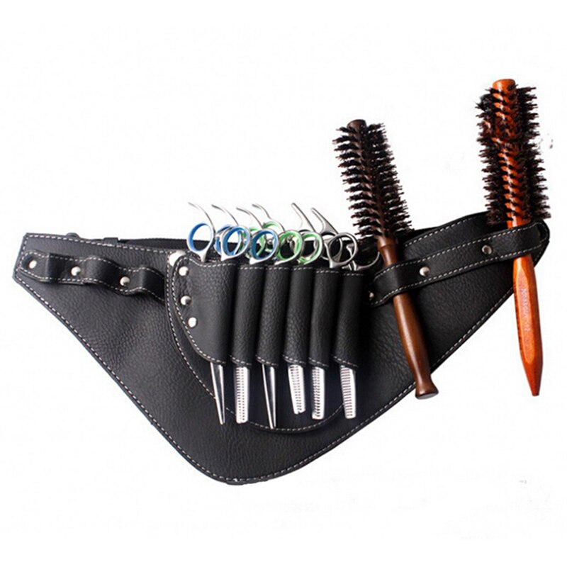 pu leather rivet hair scissor bag clips bag hairdressing barber scissor holster