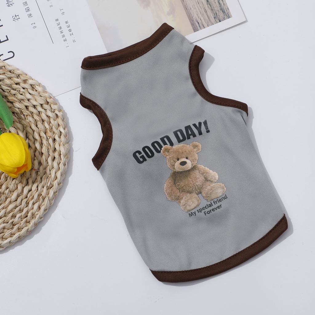 Ropa para perros de oso de dibujos animados, disfraz bonito de algodón para perros, camiseta para mascotas, chaleco para gatos para cachorros, perros pequeños y medianos, XS-XXL para perros Shih Tzu: M / Gris