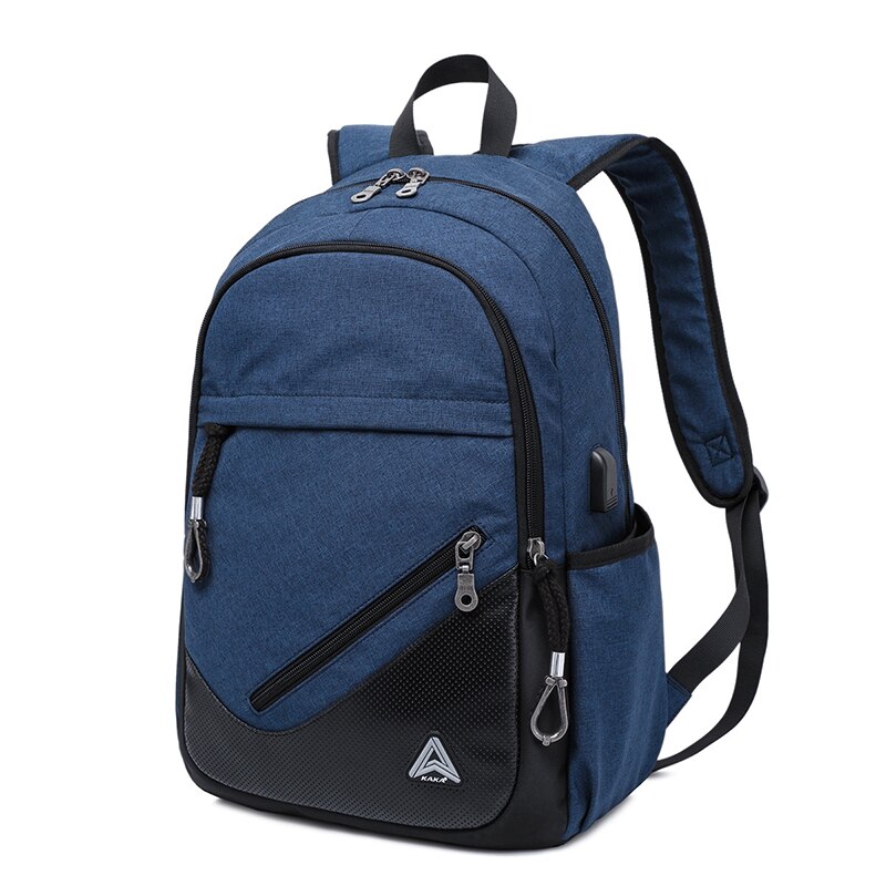 Senkey Style Men Backpacks For Teenager Caausal School Bags USB Charging Laptop Backpacks Large capacity Travel Bag: Blue