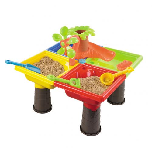 Draagbare Kids Outdoor Zomer Strand Zand Graven Tool Water Spelen Plastic Tafel Speelgoed Kit: 4 Grid Flower