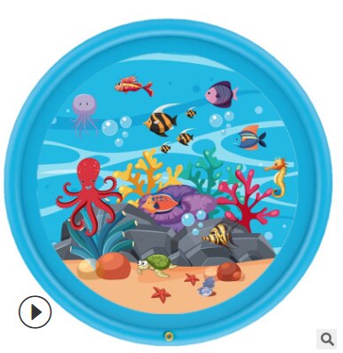 Splashez 3- i -1 sprinkler til børn, sprøjtepude og svømmepøl til læring - sprinklerbad til børn , 60 '' oppusteligt vand: Blå