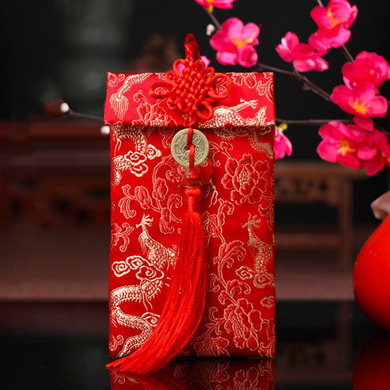 High-end bryllup stof rød kuvert personlighed brokade rød kuvert til bryllupsfødselsdag år rød kuvert