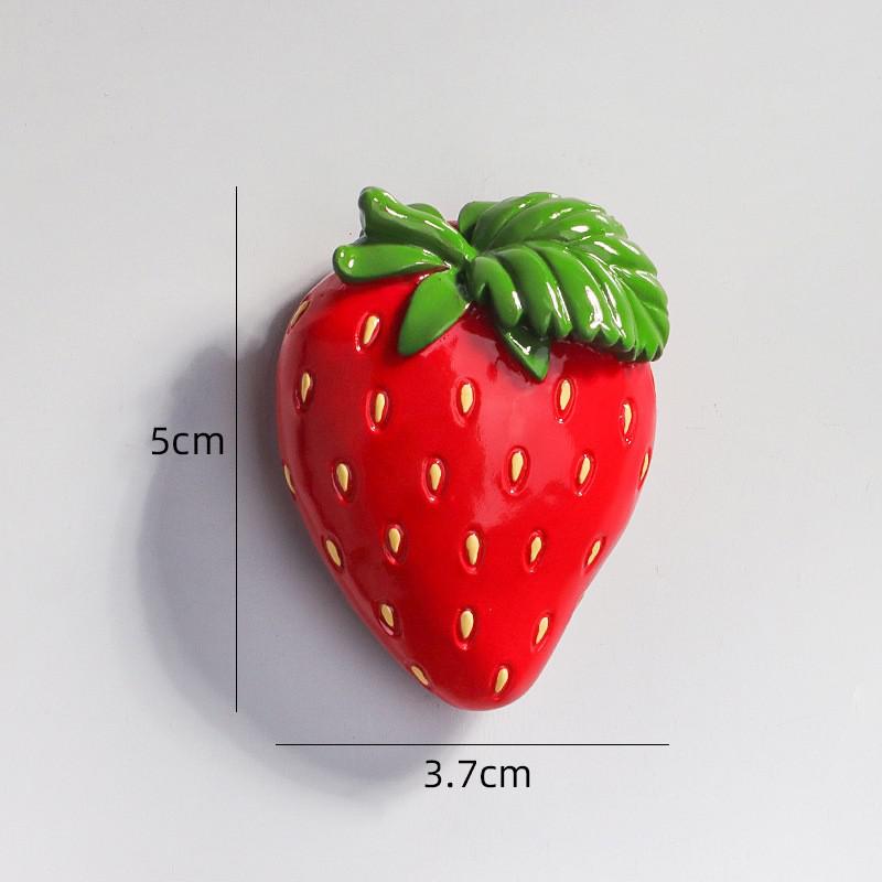 Imanes de nevera de frutas 3D, manzana Artificial, plátano, fresa, cereza, naranja, pegatina, decoración de puerta de nevera, imanes decorativos: Rojo