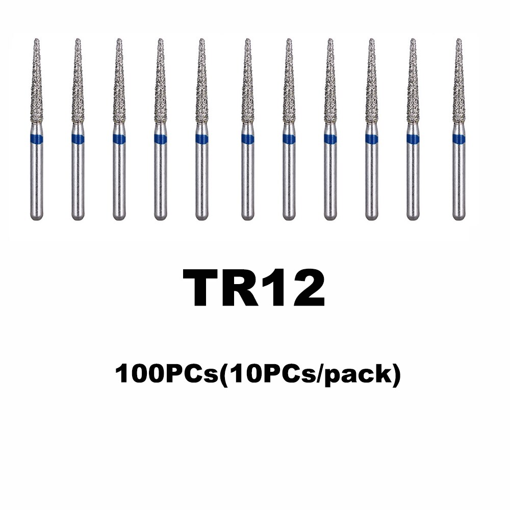 100PCs Dental Diamond Burs Drill Dentistry Burs Dia-burs for High Speed Handpiece Handle Diameter 1.6mm Dentist Tools BR31 FO32: 100PCs TR-12