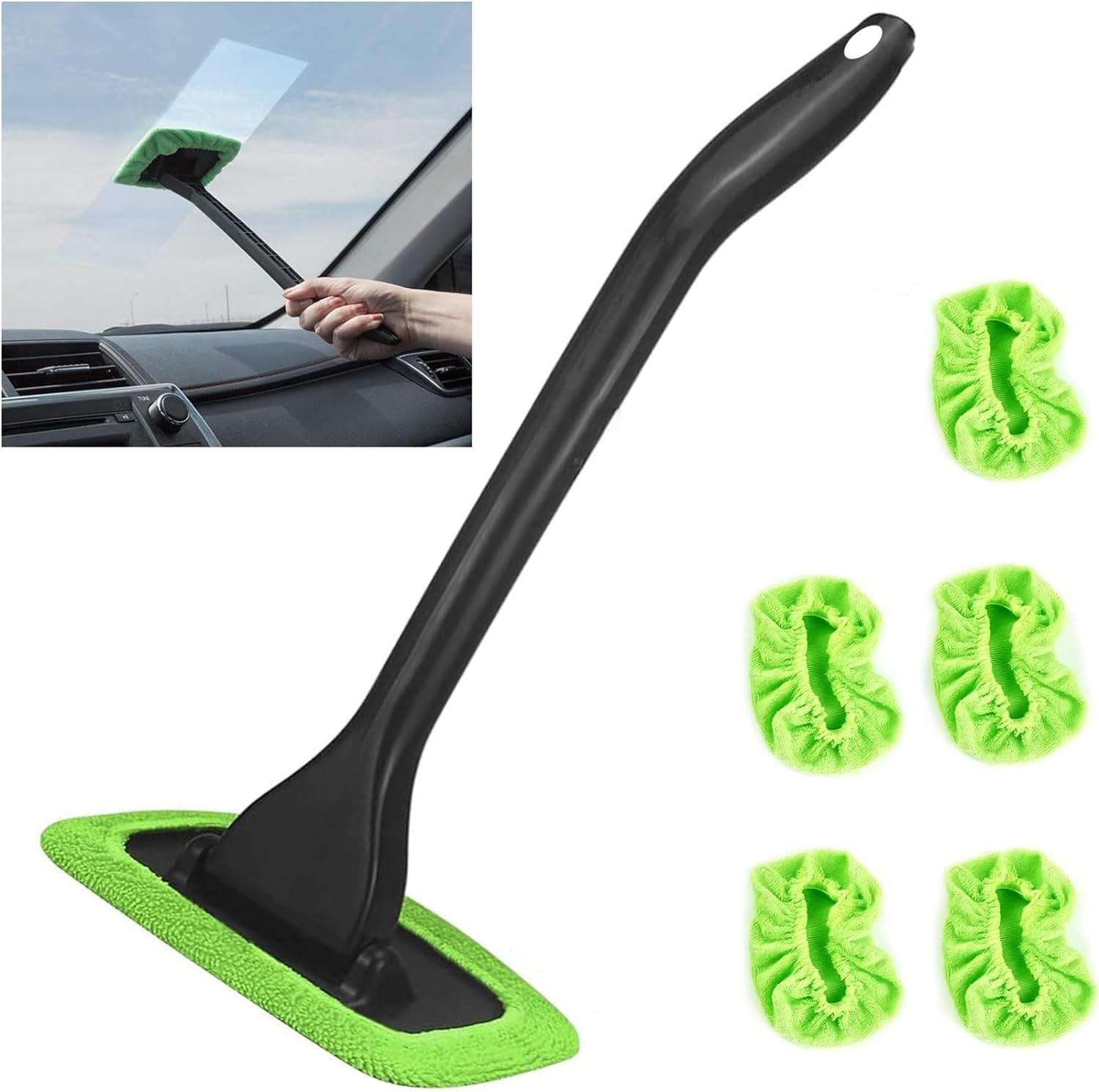 Voorruitreinigingsgereedschap Voorruitreinigingsstaaf Auto Window Cleaner Vuile autowasborstels: green