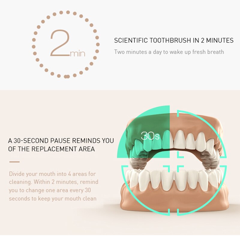 Ultrasonic Sonic Electric Toothbrush 5 Modes Rechargeable USB Charging IPX7 Waterproof 2pcs Heads for Adults Deep Clean
