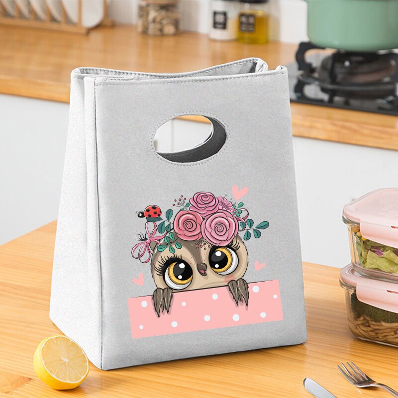 Harajuku Style sowa płótno piknik torba obiadowa neutralna torba do przechowywania żywności przenośna pojemna torba dziecięca torba obiadowa: 9Owl009