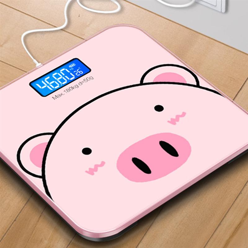 1PC Cartoon Home Health Body Scale Electronic Body Weight Scale (USB Charging)