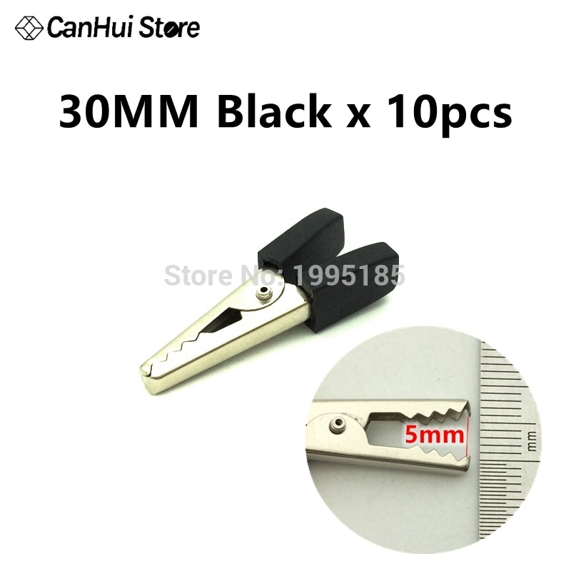 10 stk imc 30/45/50mm plasthåndtak testprobe metallkrokodilleklemmer: 30mm svarte 10 stk