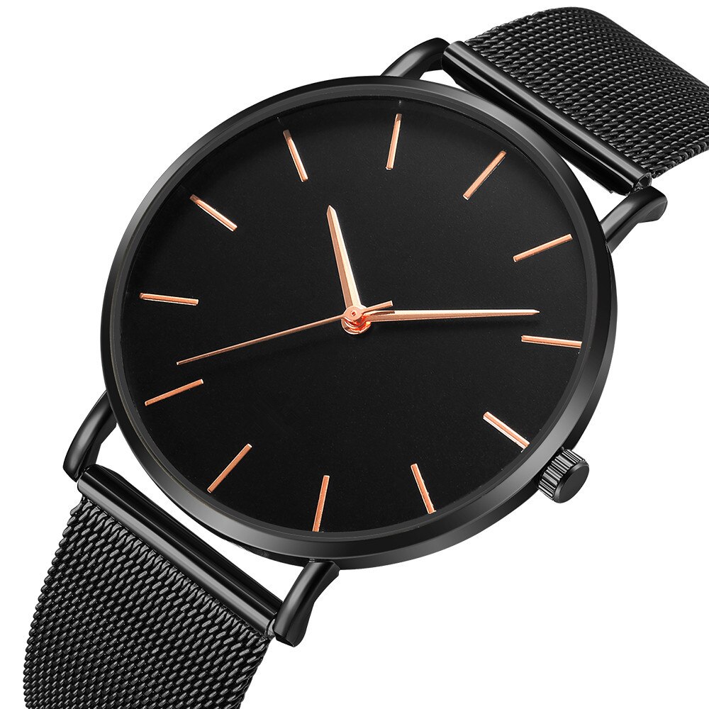 Herreur casual quartz ure simple metal time reloj quartz ur rustfrit stål mesh ur erkek kol saati masculino ur