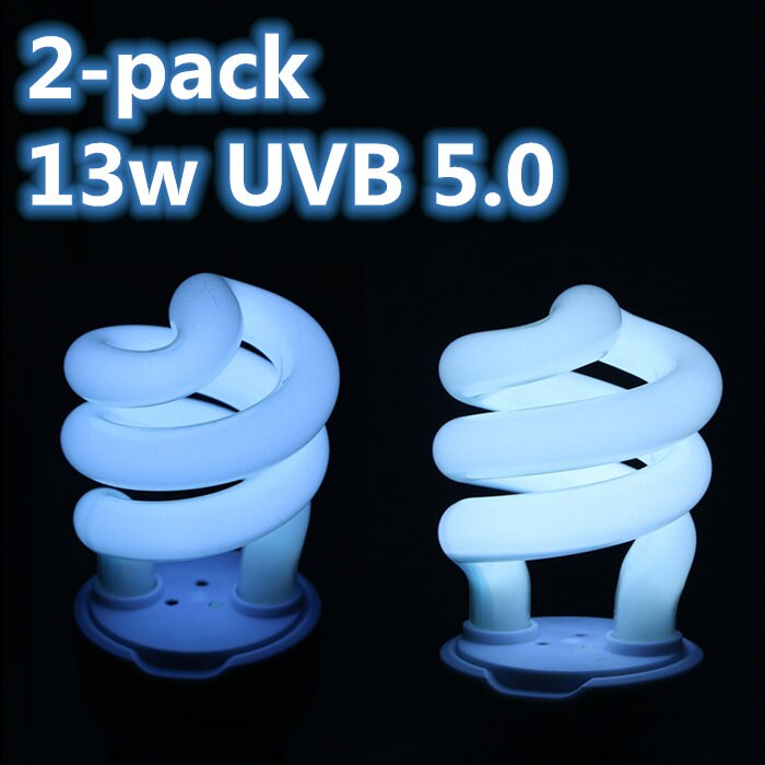 2-Pack Reptile Compact Fluorescent Vivarium Lamp Light 10.0 UVB UV CFL 26W E27 Screw Light Full Spectrum Lamp for desert: 13W 220V UVB 5