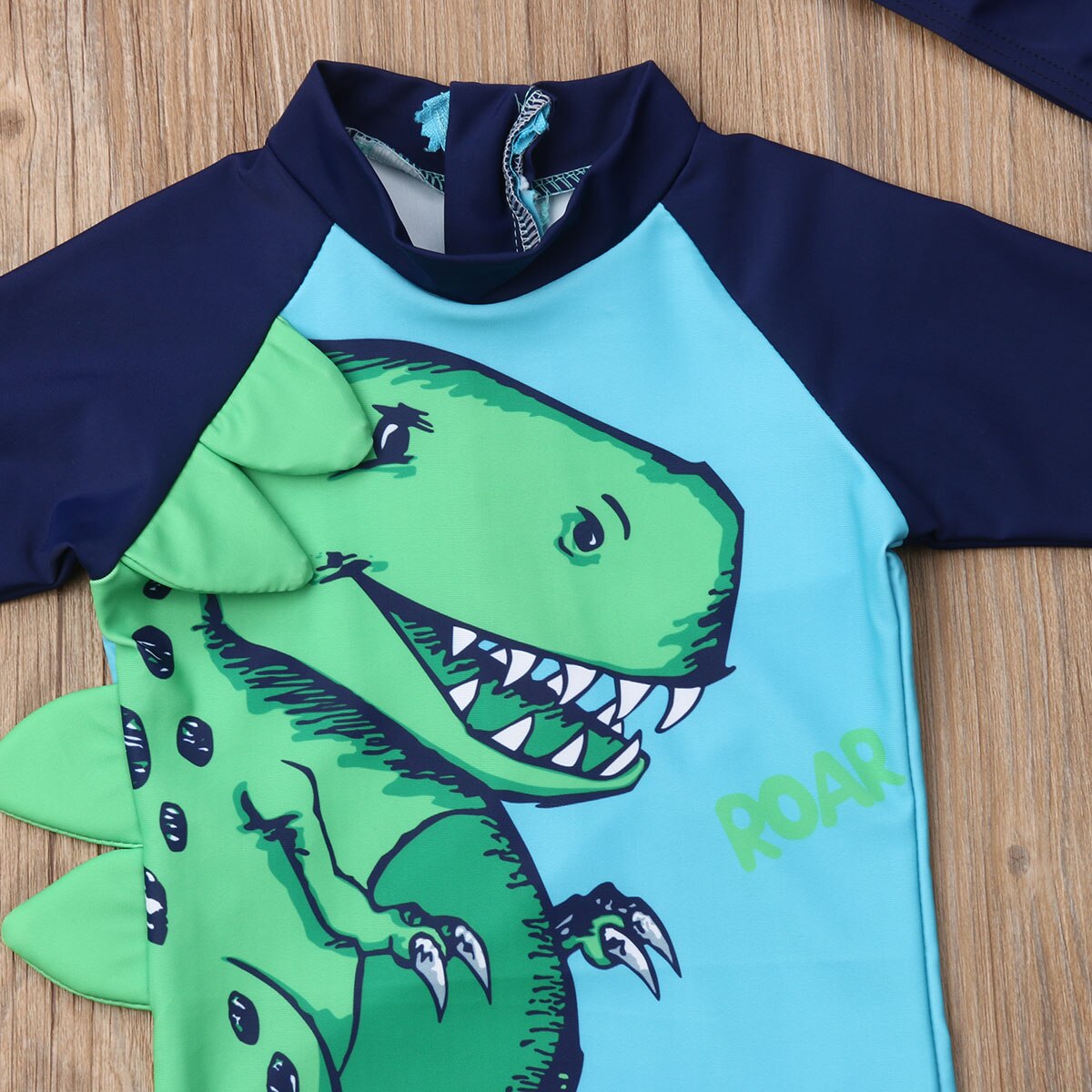 Baby Boy Cartoon Dinosaur Printed Swimsuit with Hat 1-6Y Kids Children Summer Casual Swimwear Beachwear Bathing Suit