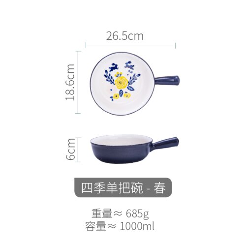 hand-painted ceramic baking bowl salad bowl soup bowl breakfast bowl microwave oven cheese baked rice wy121704: B
