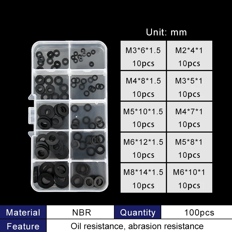 Nitrile rubber NBR gasket sealing ring silicone rubber faucet O-ring flat gasket repair kit o ring-.-: Yellow