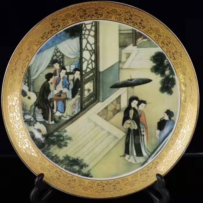 Chinese Antient Mensen Opknoping Plaat Decoratie Plaat Woonkamer Craft Ornament Antiek Porselein Collectie Jingdezhen Aardewerk