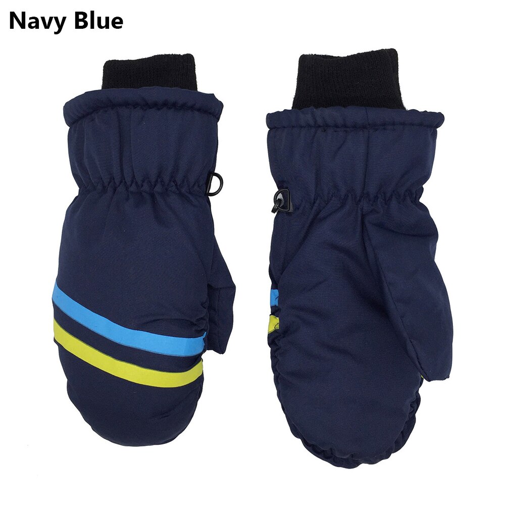 1Pair Children Kids Winter Warm Gloves Boy Girls Outdoor RidingSki Snowboard Windproof Waterproof Thicken Warm Mitten: Type2-navy blue