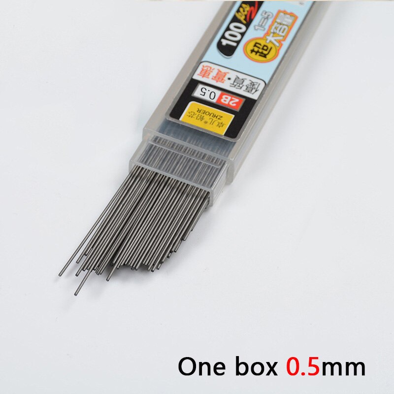 100 unids/caja 2B grafito lápiz/0,5/0,7mm recambio de lápices mecánicos para niños herramientas de pintura de la Oficina de la escuela suministros: 0.5mm