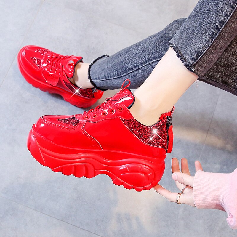 Fujin 7cm zapatillas De plataforma zapatillas gruesas cuñas zapatos para Mujer Bling blanco zapatos De Mujer Primavera/otoño sapato De Mujer