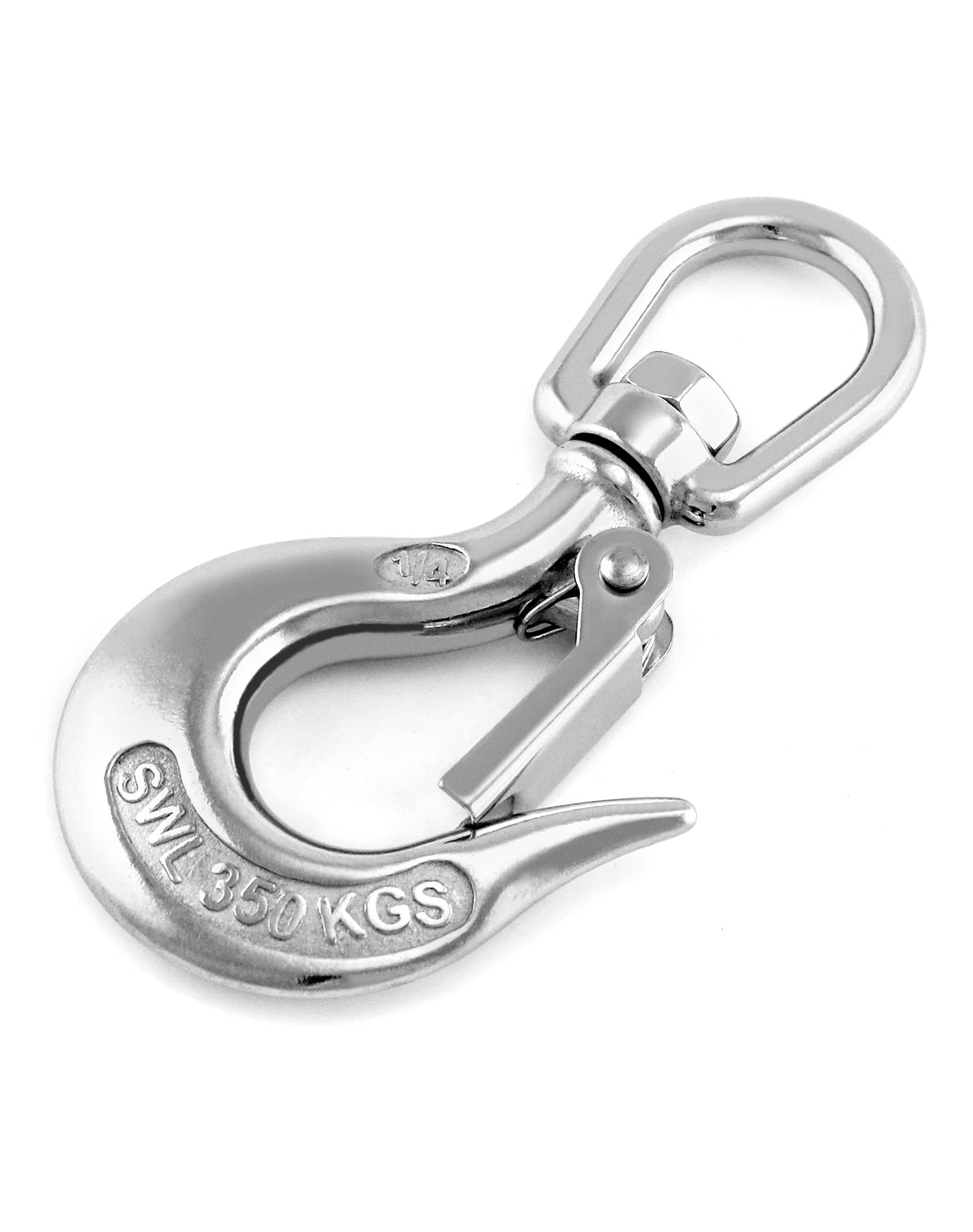 Crane Swivel Hook 770lb 304 Stainless Steel Swivel Lifting Clevis Chain Hook with Safety Latch