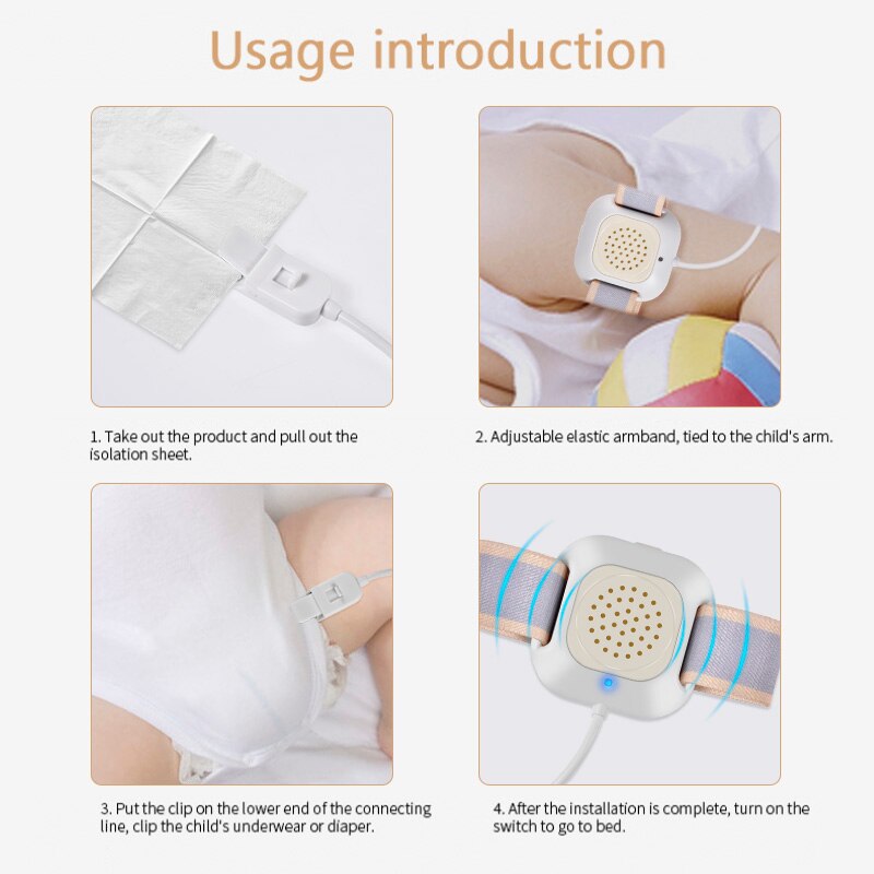 Professionele Arm Slijtage Bedplassen Sensor Alarm Voor Baby Peuter Volwassenen Zindelijkheidstraining Natte Herinnering Slapen Enuresis Plas