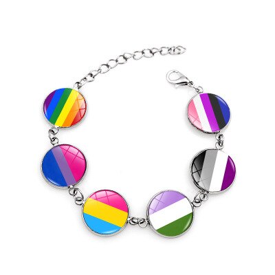 FIMAODZ Rainbow Gay Pride Bracelet Glass Photo Print Lesbian LGBT Couple Bracelets for Women Men: Style 1