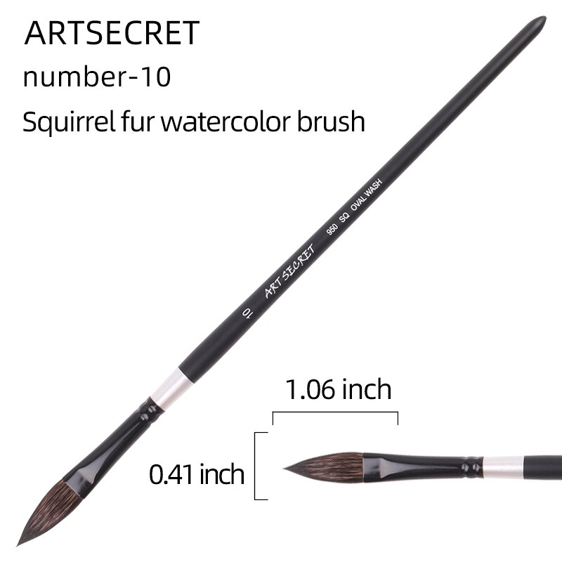 Pincel ovalado de para acuarela de ardilla, Gouache/mopa, pincel artístico para lengua de gato, suministros de arte para pintura: number-10