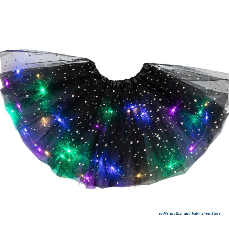 67JC-falda de tul para niñas, tutú con lentejuelas y estrellas brillantes para Ballet, 3-12T: Black